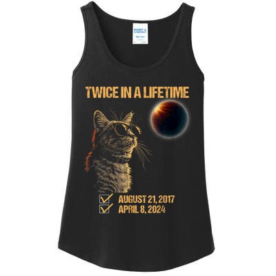 Solar Eclipse Cat Twice In Lifetime 2024 Solar Eclipse Ladies Essential Tank