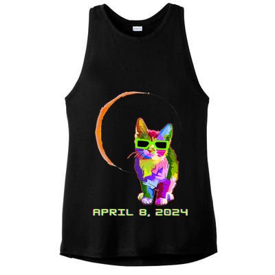 Solar Eclipse Cat with Solar Eclipse Glasses Ladies PosiCharge Tri-Blend Wicking Tank