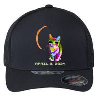 Solar Eclipse Cat with Solar Eclipse Glasses Flexfit Unipanel Trucker Cap