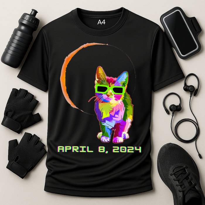 Solar Eclipse Cat with Solar Eclipse Glasses Performance Shirt
