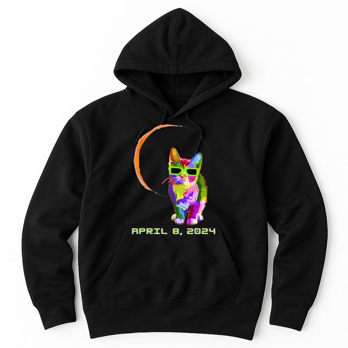 Solar Eclipse Cat with Solar Eclipse Glasses Hoodie