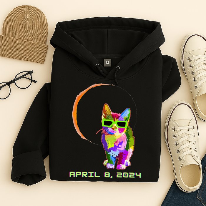 Solar Eclipse Cat with Solar Eclipse Glasses Hoodie