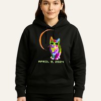 Solar Eclipse Cat with Solar Eclipse Glasses Hoodie