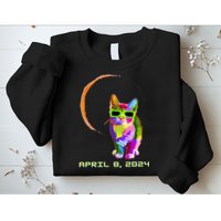 Solar Eclipse Cat with Solar Eclipse Glasses Sweatshirt