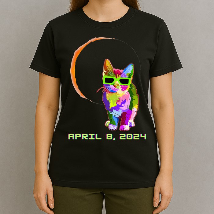 Solar Eclipse Cat with Solar Eclipse Glasses T-Shirt