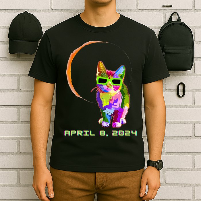 Solar Eclipse Cat with Solar Eclipse Glasses T-Shirt