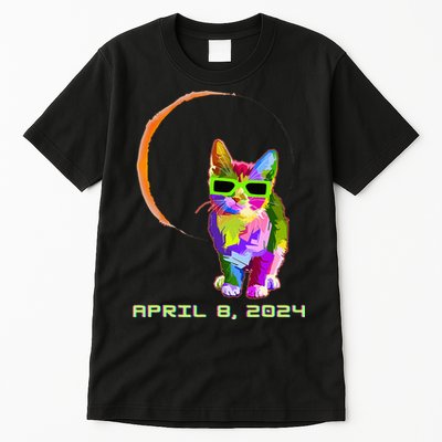 Solar Eclipse Cat with Solar Eclipse Glasses Tall T-Shirt