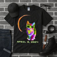 Solar Eclipse Cat with Solar Eclipse Glasses Tall T-Shirt