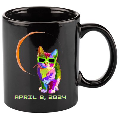 Solar Eclipse Cat with Solar Eclipse Glasses 11oz C Handle Ceramic Mug