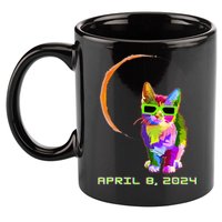 Solar Eclipse Cat with Solar Eclipse Glasses 11oz C Handle Ceramic Mug