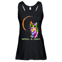 Solar Eclipse Cat with Solar Eclipse Glasses Ladies Essential Flowy Tank