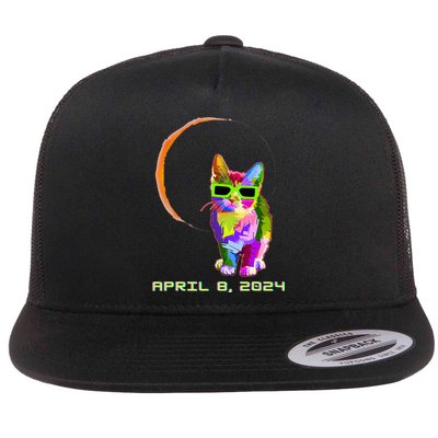 Solar Eclipse Cat with Solar Eclipse Glasses Flatbill Hat