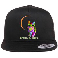 Solar Eclipse Cat with Solar Eclipse Glasses Flatbill Hat