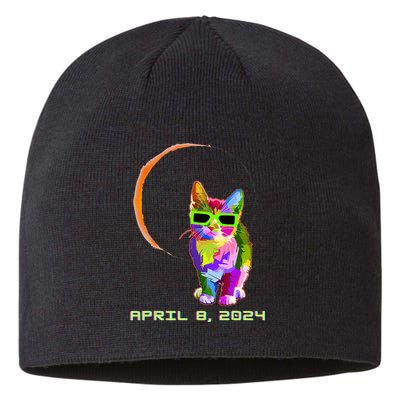 Solar Eclipse Cat with Solar Eclipse Glasses Sustainable Beanie