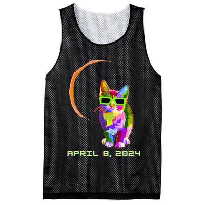 Solar Eclipse Cat with Solar Eclipse Glasses Mesh Reversible Basketball Jersey Tank