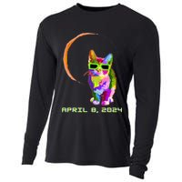 Solar Eclipse Cat with Solar Eclipse Glasses Cooling Performance Long Sleeve Crew