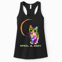 Solar Eclipse Cat with Solar Eclipse Glasses Womens Tank Top