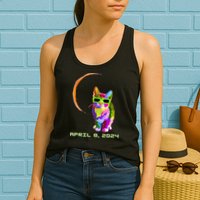 Solar Eclipse Cat with Solar Eclipse Glasses Womens Tank Top