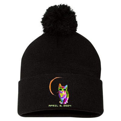 Solar Eclipse Cat with Solar Eclipse Glasses Pom Pom 12in Knit Beanie