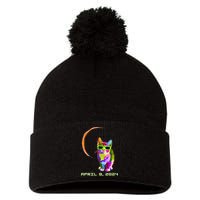 Solar Eclipse Cat with Solar Eclipse Glasses Pom Pom 12in Knit Beanie
