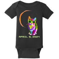 Solar Eclipse Cat with Solar Eclipse Glasses Baby Bodysuit