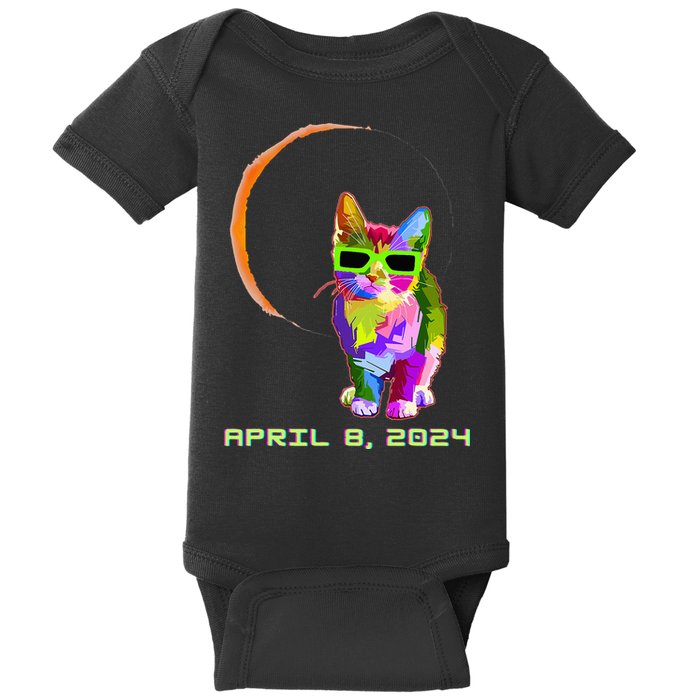 Solar Eclipse Cat with Solar Eclipse Glasses Baby Bodysuit