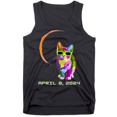 Solar Eclipse Cat with Solar Eclipse Glasses Tank Top