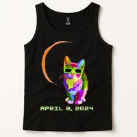 Solar Eclipse Cat with Solar Eclipse Glasses Tank Top
