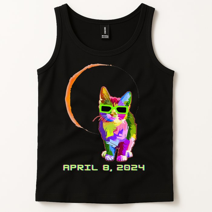 Solar Eclipse Cat with Solar Eclipse Glasses Tank Top