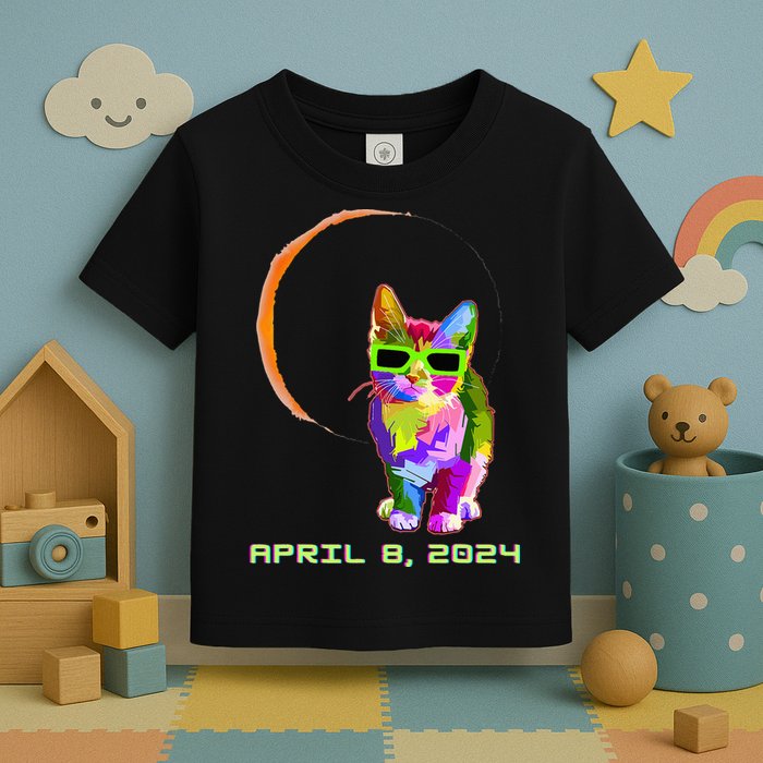 Solar Eclipse Cat with Solar Eclipse Glasses Toddler T-Shirt