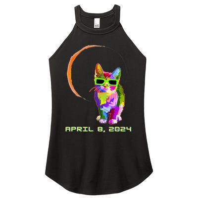 Solar Eclipse Cat with Solar Eclipse Glasses Women's Perfect Tri Rocker Tank