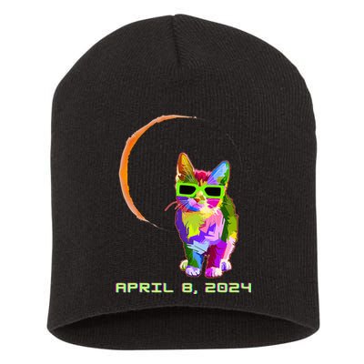 Solar Eclipse Cat with Solar Eclipse Glasses Short Acrylic Beanie