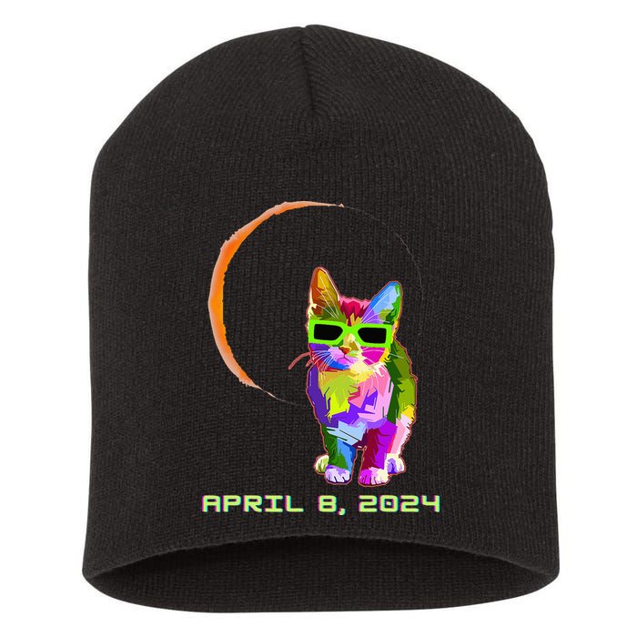 Solar Eclipse Cat with Solar Eclipse Glasses Short Acrylic Beanie