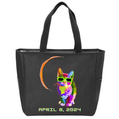 Solar Eclipse Cat with Solar Eclipse Glasses Zip Tote Bag