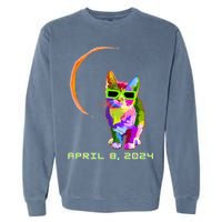 Solar Eclipse Cat with Solar Eclipse Glasses Garment-Dyed Sweatshirt