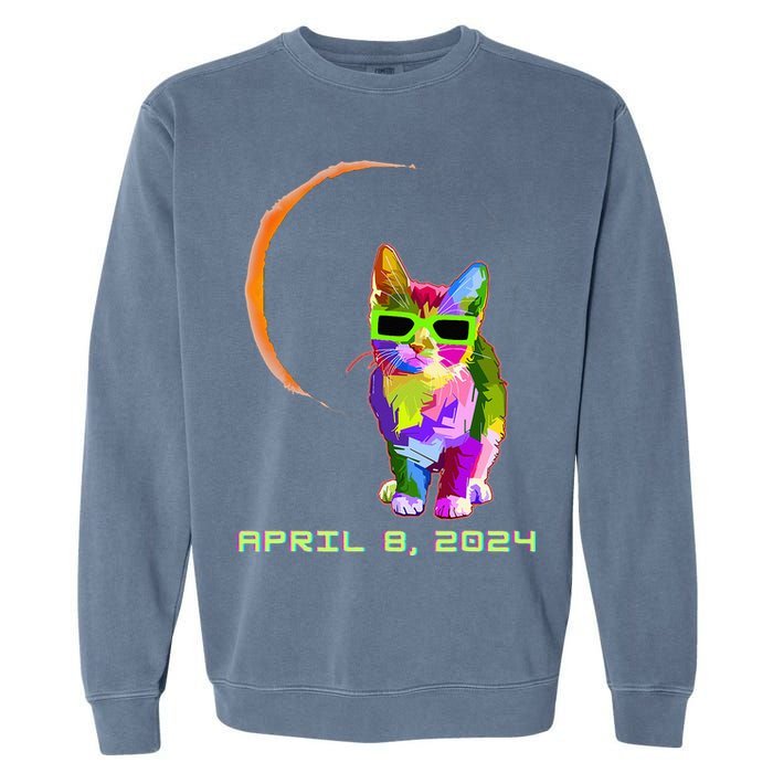 Solar Eclipse Cat with Solar Eclipse Glasses Garment-Dyed Sweatshirt