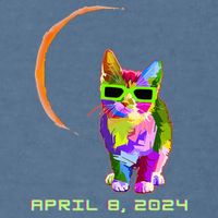 Solar Eclipse Cat with Solar Eclipse Glasses Garment-Dyed Sweatshirt