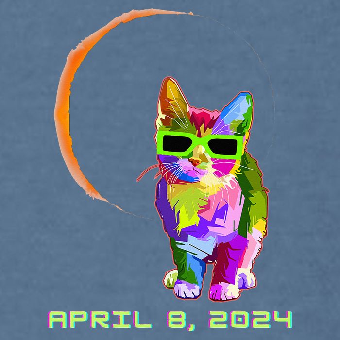 Solar Eclipse Cat with Solar Eclipse Glasses Garment-Dyed Sweatshirt