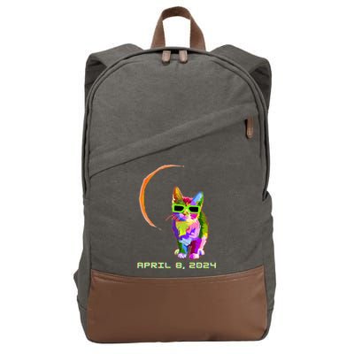 Solar Eclipse Cat with Solar Eclipse Glasses Cotton Canvas Backpack