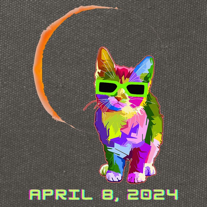Solar Eclipse Cat with Solar Eclipse Glasses Cotton Canvas Backpack