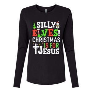 Silly Elves Christmas is For Jesus Matching Family Elf  Womens Cotton Relaxed Long Sleeve T-Shirt