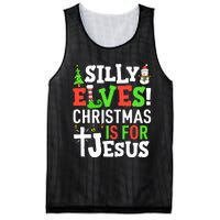 Silly Elves Christmas is For Jesus Matching Family Elf  Mesh Reversible Basketball Jersey Tank