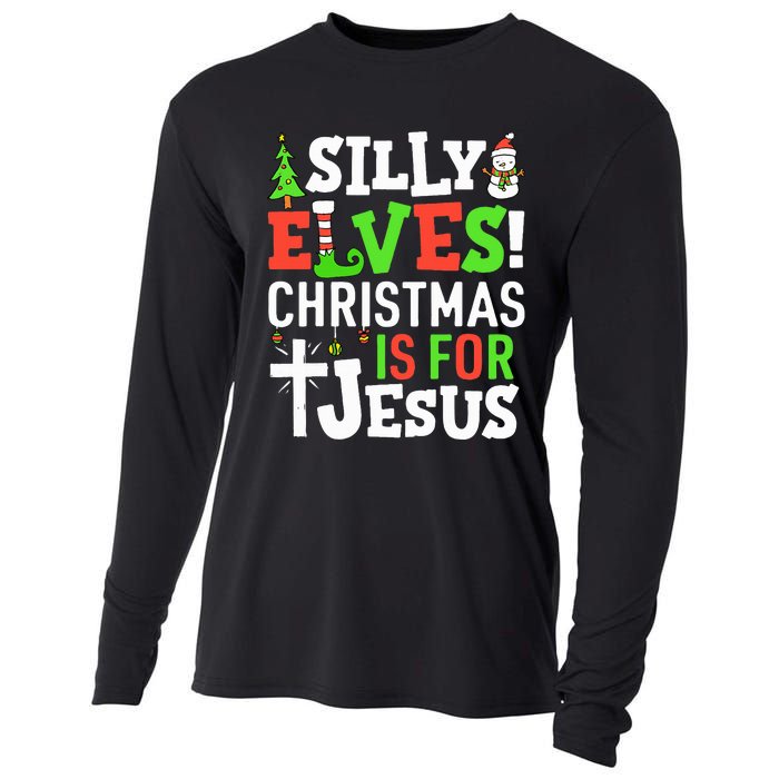 Silly Elves Christmas is For Jesus Matching Family Elf  Cooling Performance Long Sleeve Crew