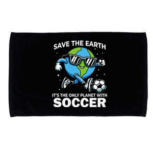 Save Earth Conservation Soccer Player Funny Earth Day Microfiber Hand Towel