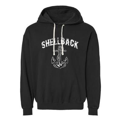 Shellback Equator Crossing Pirate Skull Distressed Design Garment-Dyed Fleece Hoodie