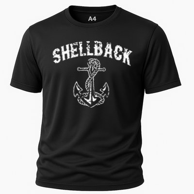 Shellback Equator Crossing Pirate Skull Distressed Design Cooling Performance Crew T-Shirt