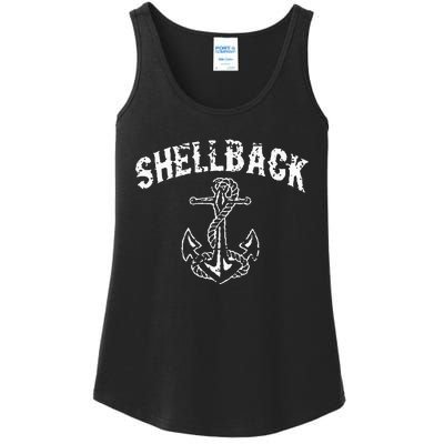 Shellback Equator Crossing Pirate Skull Distressed Design Ladies Essential Tank