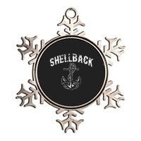 Shellback Equator Crossing Pirate Skull Distressed Design Metallic Star Ornament