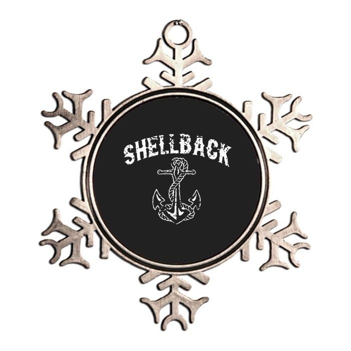 Shellback Equator Crossing Pirate Skull Distressed Design Metallic Star Ornament