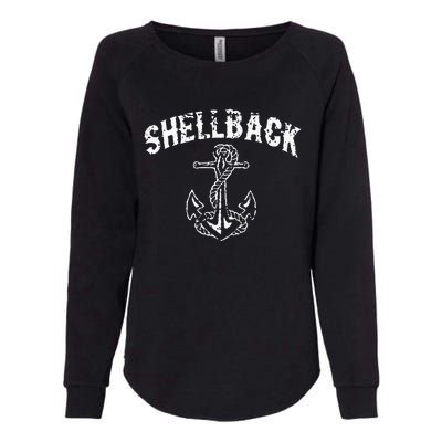 Shellback Equator Crossing Pirate Skull Distressed Design Womens California Wash Sweatshirt